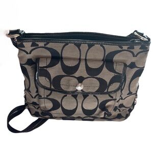 Coach Signature Black and Brown Crossbody Bag
